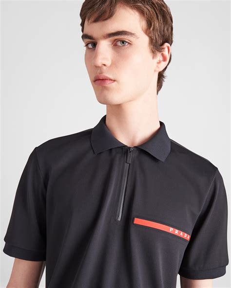 polo prada bianca|Black Piqué Polo Shirt .